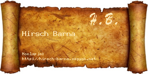 Hirsch Barna névjegykártya